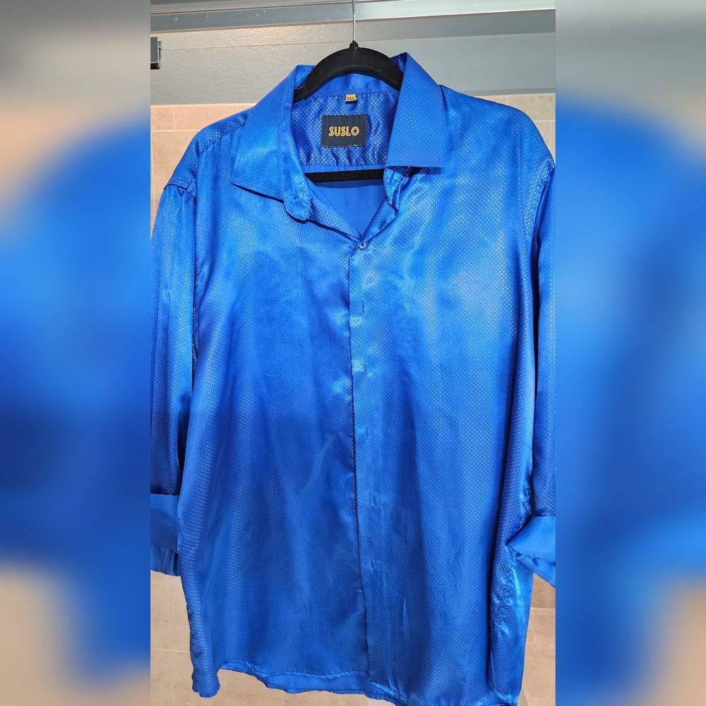 Men's Blue Shiny Shirt